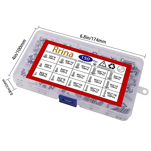150Pcs 304 Stainless Steel Button Head Torx Security Screws Tamper Resistant Screw Assortment Set, M3 M4 M5 with 3 Wrench(T10 T20 T25)