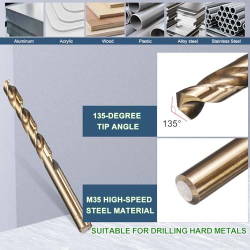 METALLIXITY Drill Bit (9mm) M35 5% Cobalt High-Speed Steel 135° 10Pcs 9mm 10