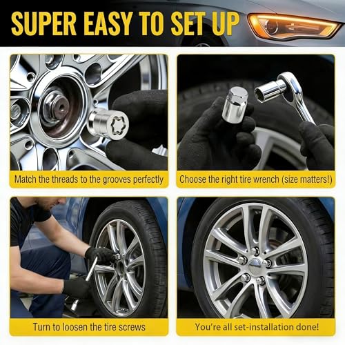 5pc M12x1.5 Wheel Lock Lug Nut Set for Honda
