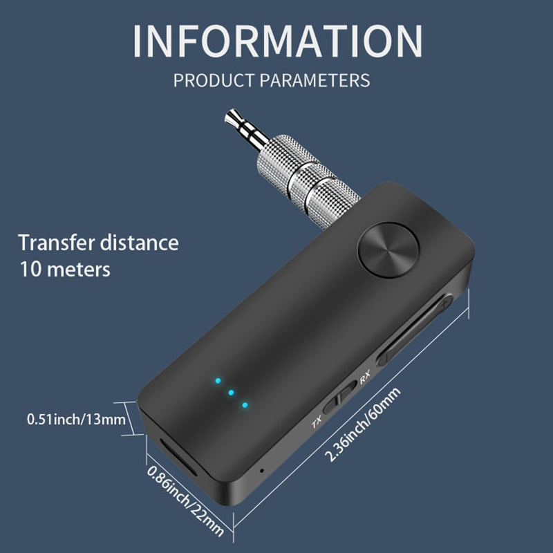 Bluetooth 5.3 AUX 2 in 1 Adapter for Car, 3.5mm Wireless Transmitter and Receiver, Hands-Free Call for Cars, Speakers, Stereo Systems and Headphones Blue