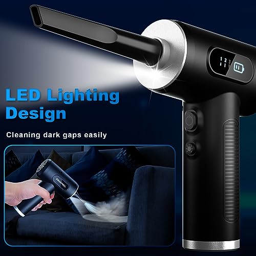 FRESMOL Compressed Air Duster, Rechargeable Cordless Electric Air Blower Black