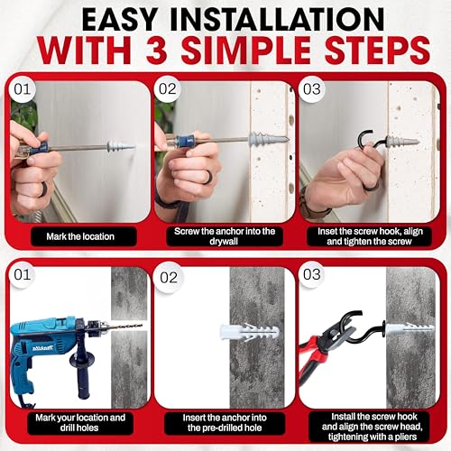 25PCS Screw Hooks + Self-Drilling Drywall Anchor, Expansion Tubes 25 PCS