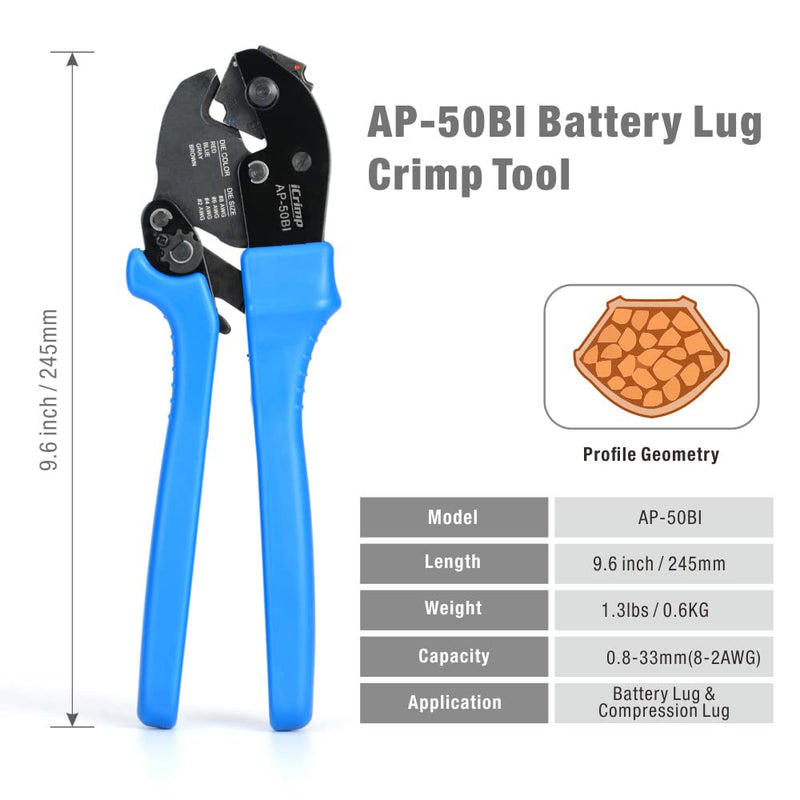 iCrimp Battery Cable Lug Crimper C/W Wire Cutter