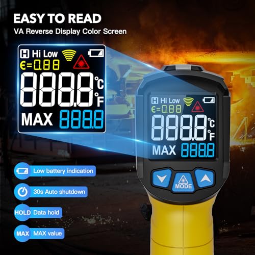 Infrared Thermometer Gun, -58°F~1472°F Non-Contact Surface Thermometer Infrared Thermometer Gun