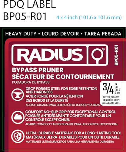 Radius Garden 8 Inch Forged Bypass Pruner - Designed for Clean, Easy Cuts