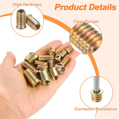 uxcell Wood Furniture M10x30mm Threaded Insert Nuts Interface Hex Socket Drive 25pcs 25