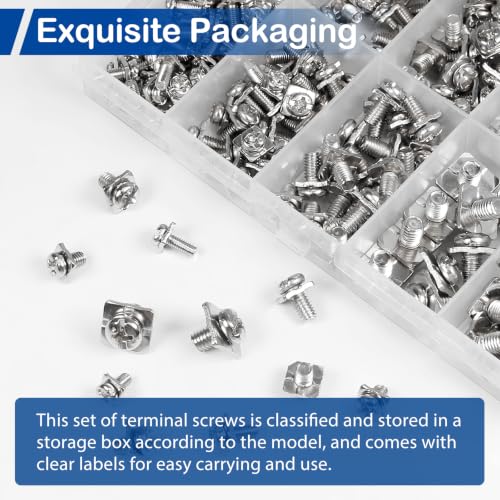 Screw Terminal Blocks Kit, Electrical Connector Screws with Square Washers
