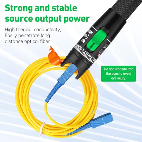 Moocci Visual Fault Locator Fiber Optic Tester - Fiber Optic Cable Tester Meter with FC to LC Adapter - Tools Tester Kit for LC/FC/SC/ST, Network Cable Test Green