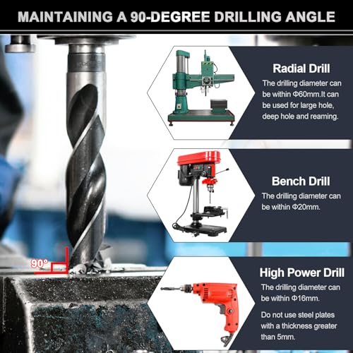 uxcell 35mm Drill Bit 1/2" Reduced 3-Flat Shank M2 High-Speed Steel