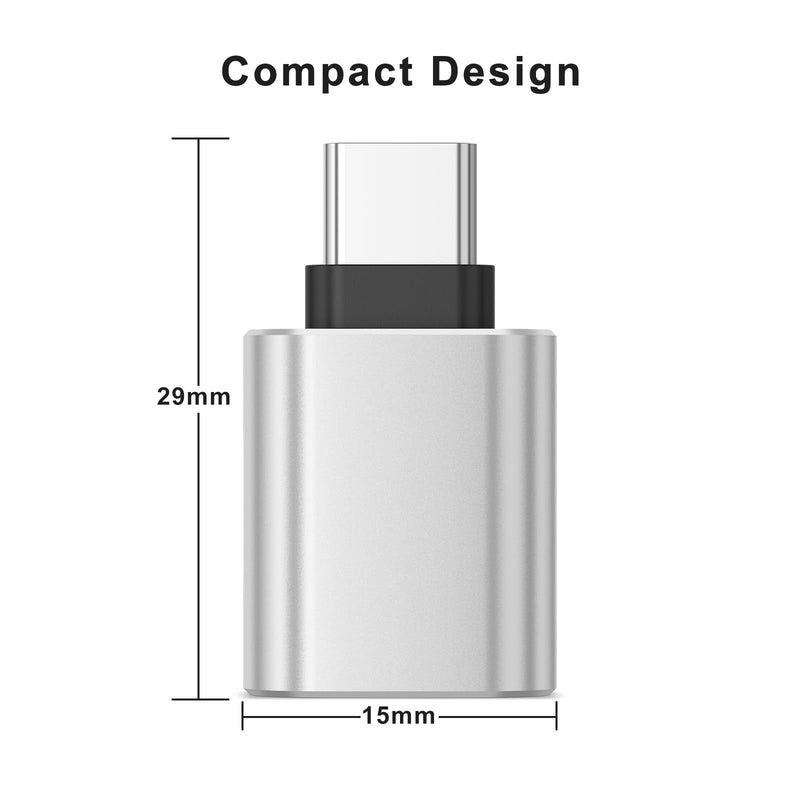 6 Pack USB C to USB Adapter, USB Type C Male to USB A 3.0 Female OTG Adapter for iPhone 17 16 15 Pro Max, MacBook Pro, Flash Thumb Drive, iPad, Samsung Galaxy, XPS and More Type C Device (Silver) Silver