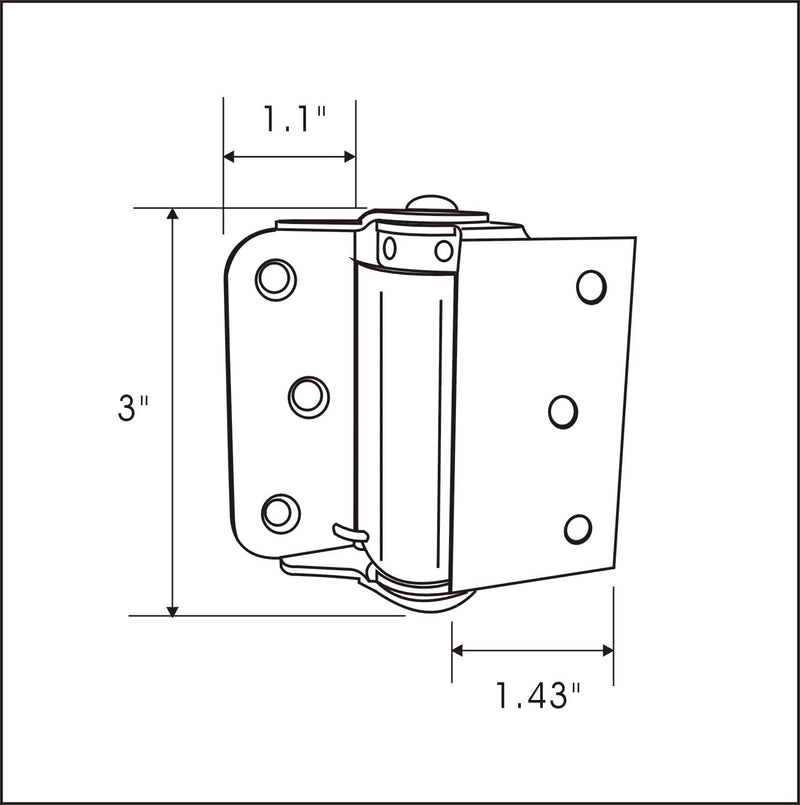 QCAA Adjustable Spring Hinge, Half Surface, 3", Black, 2 Pack(1 Pair), Made in Taiwan Black(half surface)