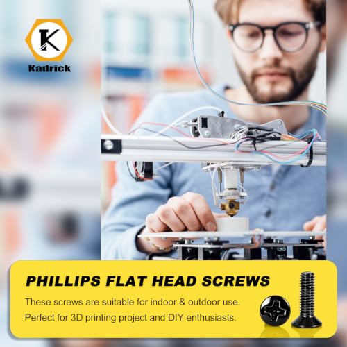 KADRICK M3 x 6mm Countersunk Screws, 300PCS, M3 Flat Head Screws M3x6mm 300PCS