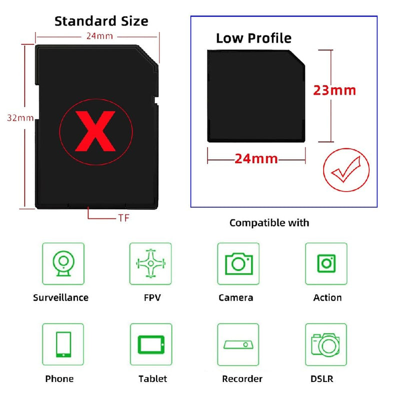 xiwai 5pcs/lot Micro SD TF to SD Card Socket Adapter for Mac Laptop | Memory Card Black Card Kit Low Profile Short Body for Extra Storage Black-5pc