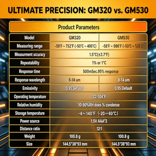 Infrared Thermometer Gun,Non Contact Digital Surface Thermometer with Laser Pointer, Backlit LCD,-58°F to 986°F for Cooking,HVAC, Automotive-GM530 GM530