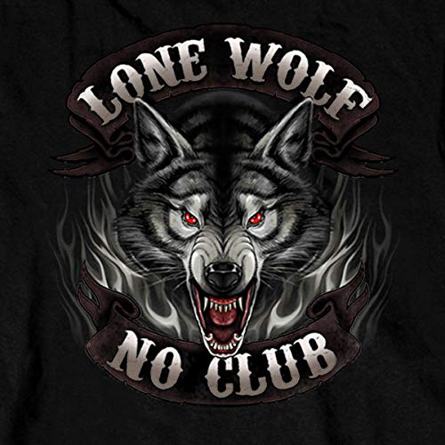 Hot Leathers Black Lone Wolf No Club Biker Long Sleeve Double Sided T-Shirt 3X-Large