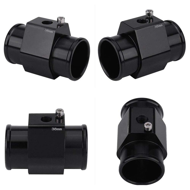 Black Aluminum Water Temp Meter Temperature Gauge Joint Pipe Radiator Sensor Adaptor Attachment Hose Clamps 38mm Black