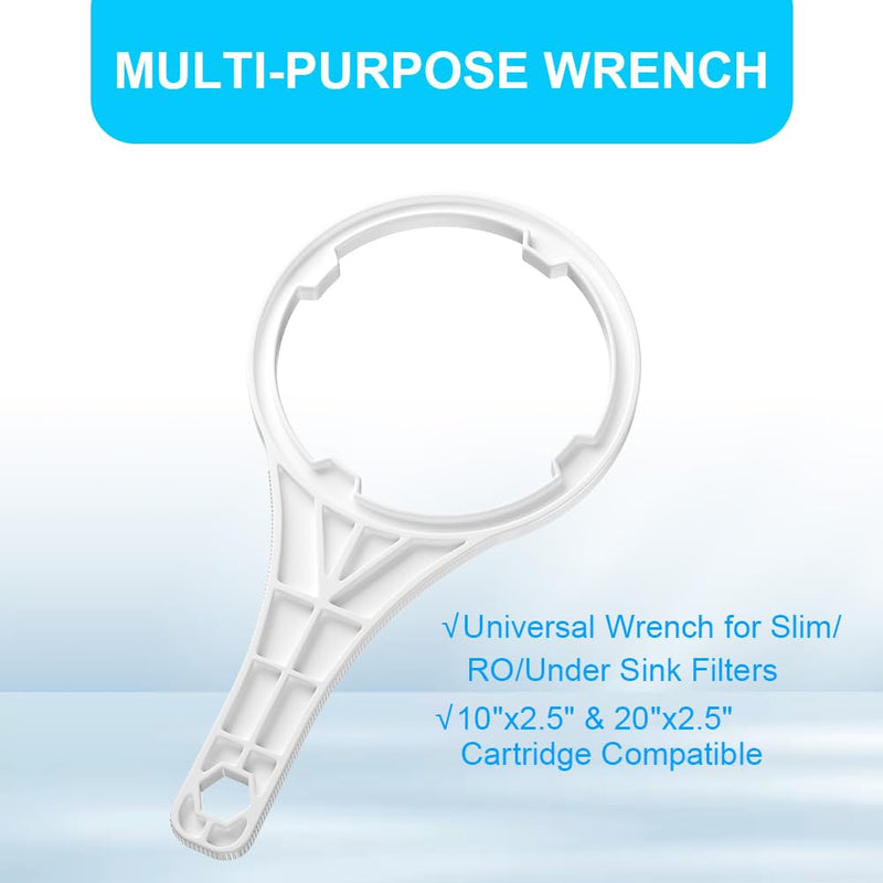 Heavy Duty Water Filter Wrench for 2.5x10 & 2.5x20 Inch Cartridges - 3.5 inch Max Grip Fits RO System, Under Sink Filter & Slim Housings - Durable ABS Plastic Tool with Anti-Slip Teeth Slim (Fits 2.5"x10" & 2.5"x20")