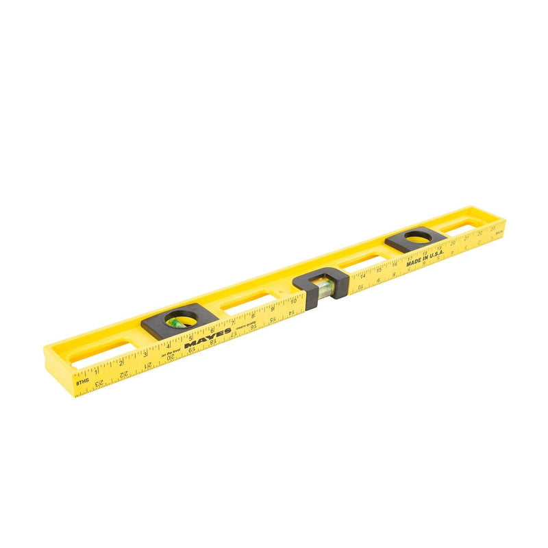 Mayes 10140 Top View Magnetic Level, 24 Inch Level Made in USA, 3 Vials with 270° Center View, Ruled Edge for Accurate Measurements, V-Groove for Curved Surfaces 24-Inch Magnetic