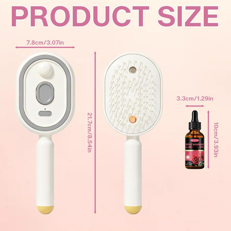  [AUSTRALIA] - Electric Spray Air Cushion Massage Comb, Rechargeable Detangling & Anti-Frizz Hair Brush, Hair Brush with Water Spray, Self-Cleaning Anti-Tangle, Steam Hair Straightener for Wet & Dry Hair(White)