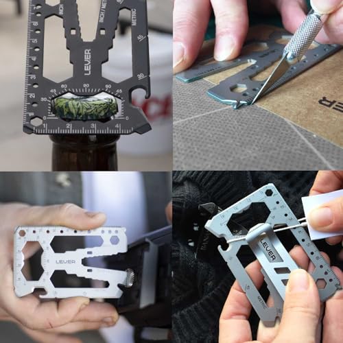 Lever Gear Toolcard Pro - 40 in 1 Credit Card Multitool. Slim, Minimalist Survival Card Wallet Tool Card. TSA Approved Multitool Card Pocket Tool. (Black, 2-Pack) Black