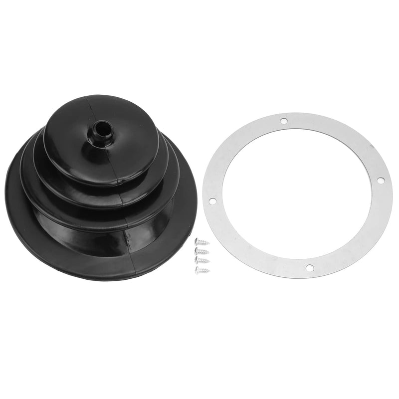 Gear Shift Boot Cover and Plate Kit - Universal Replacement Dust Cover for Car Automotive Clutch - Black Rubber Round Handbrake Lever Boot