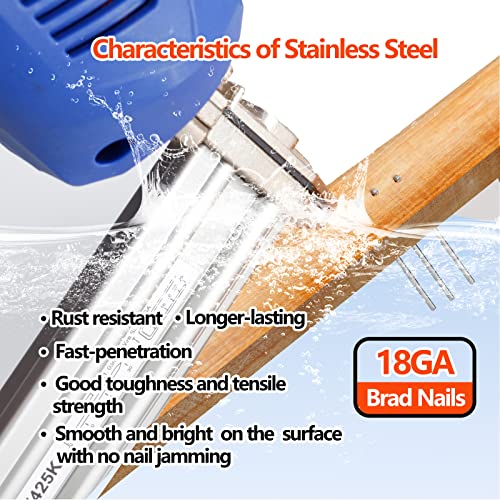 18 Gauge 304 Stainless Steel Brad Nails 2.0-Inch 1000-Pack 2"-1000 pcs