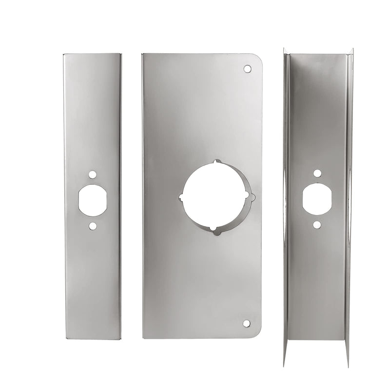Door Reinforcement Plate, Stainless Steel, Fits 1-3/4" Doors, 2-3/8" Backset, Lock and Door Reinforcer Security, Door Knob/Lock/Latch/Deadbolt Cover Plate, Reinforce and Repair Wood/Metal Doors SHL-60-45 Satin Nickel