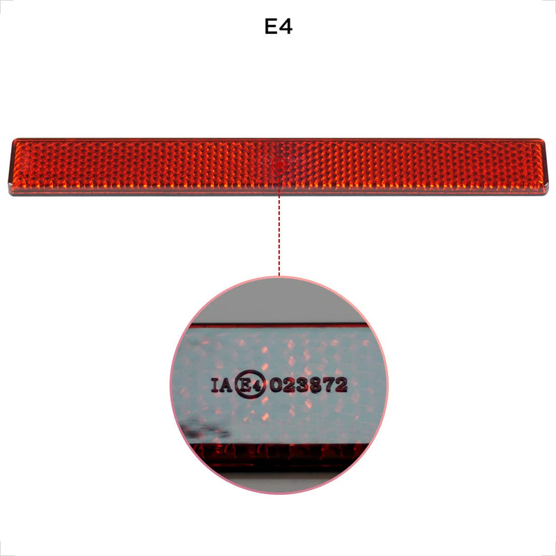 Evermotor Stick-on Rectangular reflectors Red Safety Reflector 6.53 inch Motorcycle Stickers Reflective Strips for Mailbox Golf Cart Trailer Driveway Door Moped(4 Pieces) Rectangle Red(4pcs)
