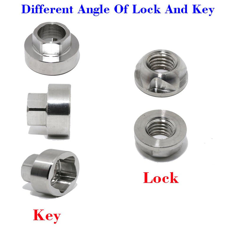 1/2-13 304 Stainless Steel Anti-Theft Locking Nuts 13TPI Security Hardware Kit for Mountain Bike Awning Car Accessories for Styling Light Bar Safety,(4 Lock+ 1 Key) 1/2-13