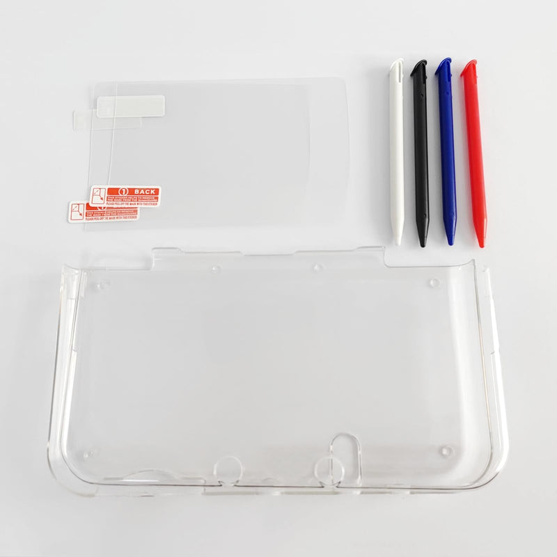 Hzxkqmil Transparent Protective Case for Nintendo New 3DS XL/LL Console | Clear Crystal Hard Case Protective Cover + 1 Set Screen Protectors Film and 4 Stylus Pen for New 3DSXL LL Case + Stylus for New 3DSXL