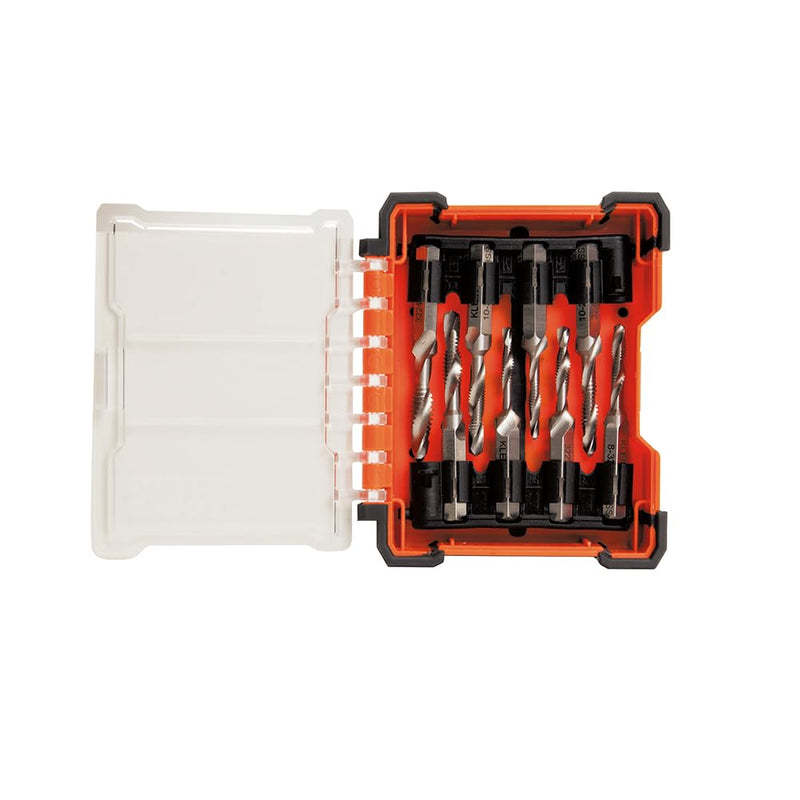 Klein Tools 32217 Drill Tap Tool Kit, 8-Piece, for Aluminum-Brass-Copper-Plastic-Mild Steel, Quick Connect Power Tools Compatible