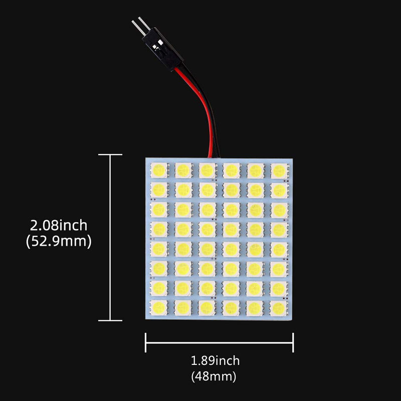 GLL Super White Energy-saving 5050 48-SMD LED Panel Dome Light Auto Car Interior Reading Plate Light Roof Ceiling Interior Wired Lamp+T10 BA9S Festoon Adapter-2pcs 2