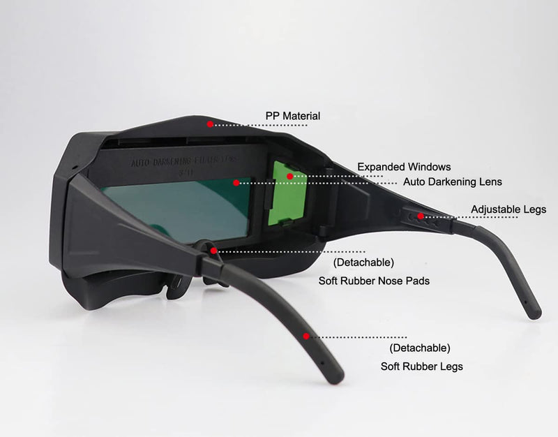 Panoramic View Welding Glasses True Color Auto Darkening Welding Goggles Welder Safety Eye Protection Mask Helmet Accessories Black