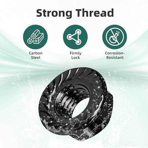M10 Serrated Flange Nuts, 100Pcs M10-1.5 Grade 10.9 Carbon Steel Hex Lock Hardware Nuts Black Oxided for Industrial & Home Use Black (Carbon Steel) 100