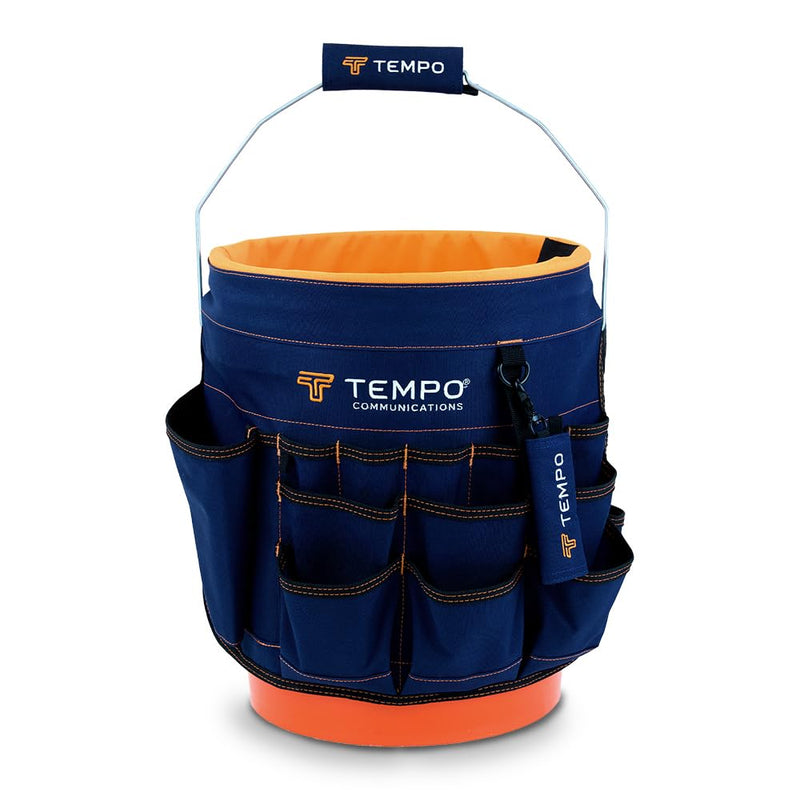TEMPO PA9100 5 Gallon Bucket Tool Organizer - 600D Fabric Bucket Tool Bag 5 Gallon - 30 Pockets, 9 Slots, PVC Coating