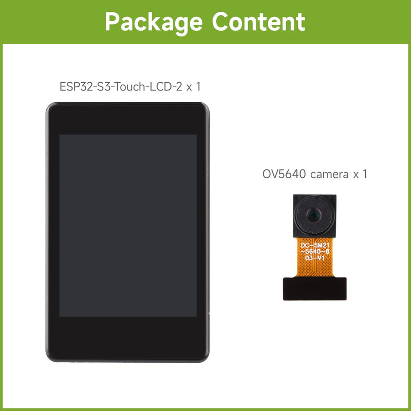 waveshare ESP32-S3 2inch Capacitive Touch Display Development Board, 240×320 Pixels, IPS Panel, 32-bit LX7 Dual-core Processor, Onboard Camera Interfac, Include OV560 Camera