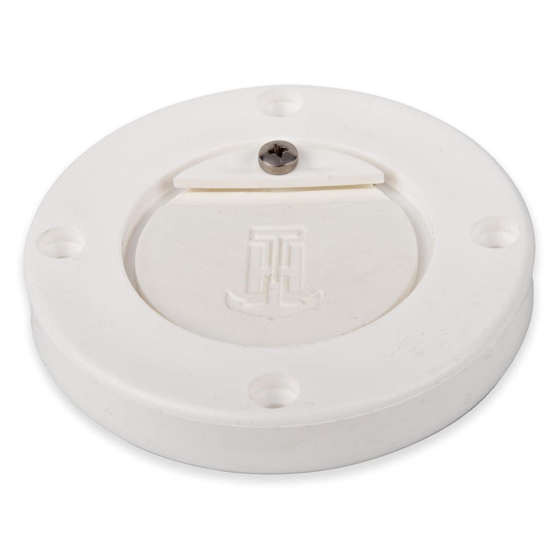 T-H Marine Flush Mount Scupper Valve Assembly - Flexible Thermo-Plastic Curl Proof Flapper for 1 to 1-1/4 Inch Drain Tubes or 1-1/2 Inch Thru Hull - Marine Deck Drainage - White