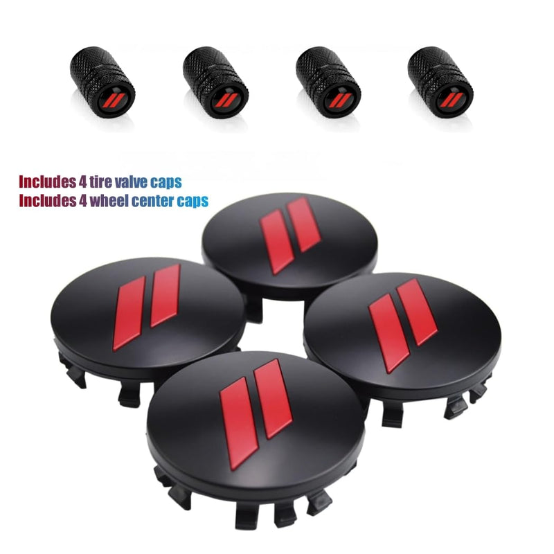 4PCS Wheel Center caps with Same Pattern tire Valve caps Cover Original Vehicle Replacement 2.5in/63mm Compatible with Challenger Charger Durango Accessories and More (Black Red) Black Red