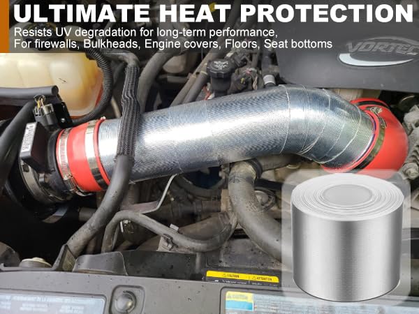 2 Rolls High-Temp Heat Shield Tape Reflective Adhesive Backed Roll Thermal Barrier Foil Tape Self-Adhesive Heat Resistant Tape Cool Tapes for Hose and Auto (Silver, 2 Inch x 32.8 ft) Silver