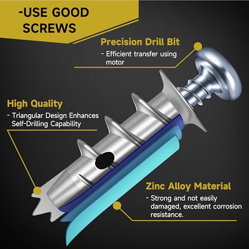 Mywish Zinc Self Drilling Drywall Anchors, Hollow Wall Anchors and Screws Kit, Drywall Screws, 120pcs Heavy Duty Metal Wall Anchors and 120pcs #8 x 1-1/4'' Screws (240Pcs All Together) Tri-point 120