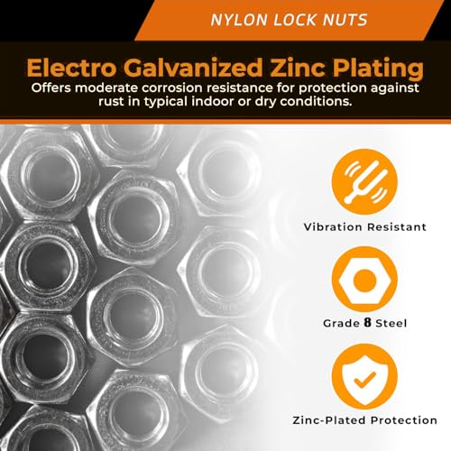 7/8"-9 Nylon Insert Lock Nuts (Grade 8 Zinc Plated Carbon Steel, 3-Pack) 7/8"-9 Grade 8 Zinc Plated Carbon Steel