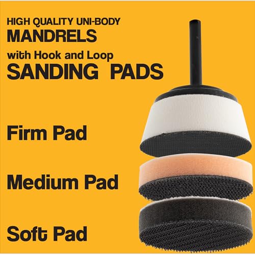 Bowl Curved & Flat Surface Mandrel with Round Sanding Disc Kit - 129 Piece Round 129 Piece Kit