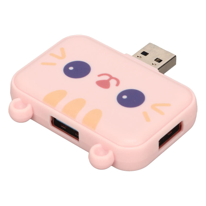 3 in 1 Cute USB Hub, USB A to USB3.0 and USB2.0X 2 Adapter, 5Gbps Multiport USB Docking Station, USB Data Splitter, for Laptop and PC, Girls Student Gift () Pink
