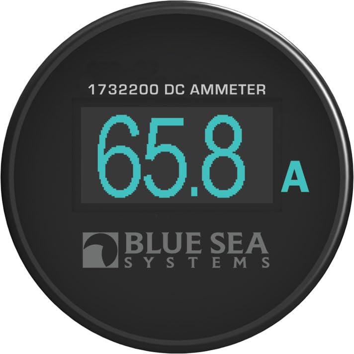 Blue Sea Systems Mini OLED Meters for Marine, RV and More Ammeter Blue