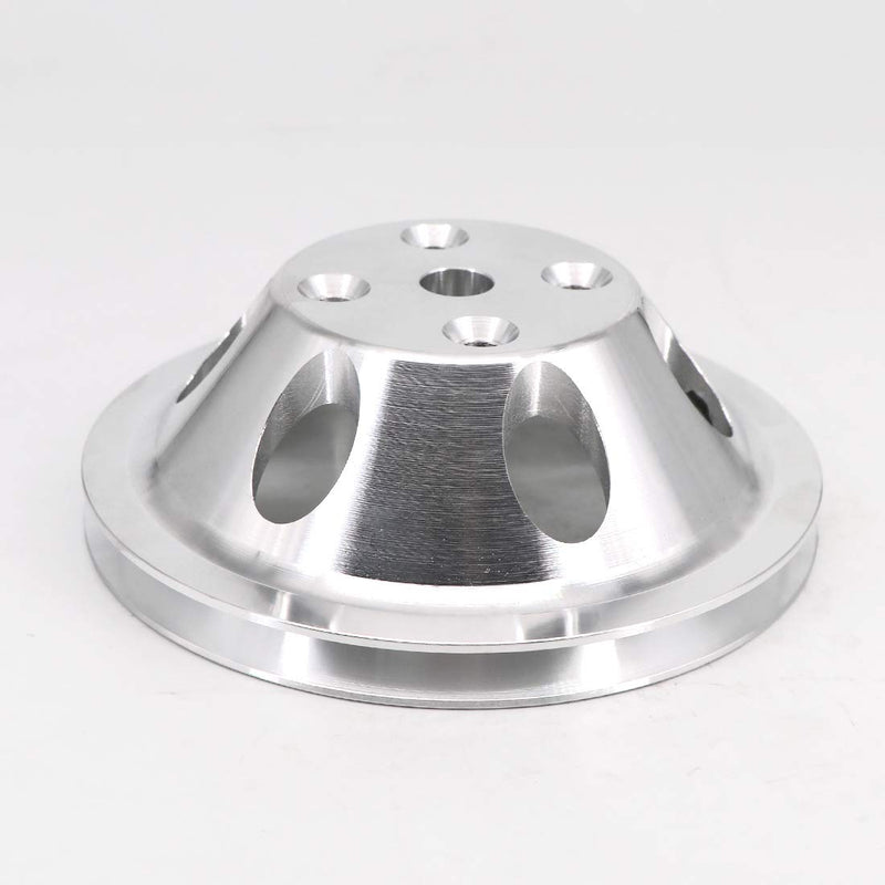 KIPA Aluminium Single groove Water Pump Pulley For SB SBC Small Block Chevy 265 283 305 327 350 383 400 with a long water pump Satin Aluminium Finish Durable 1-Groove #9842