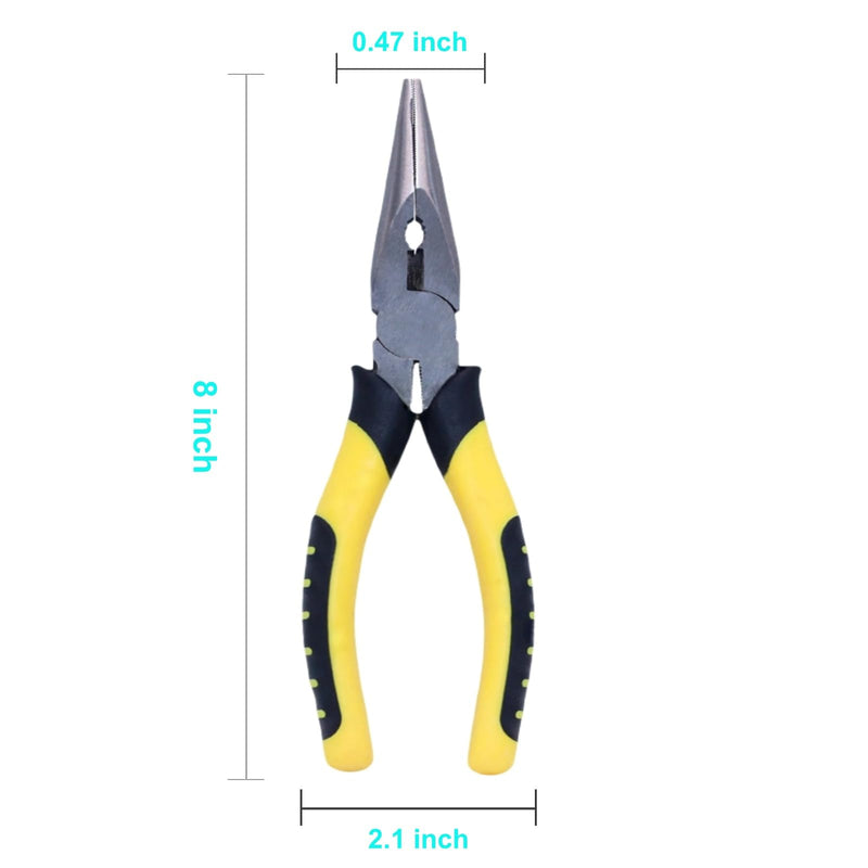 8-Inch Needle Nose Pliers: Paper Clamp Precision, Premium Heavy-Duty CRV Steel, Large Soft Grip with Wire Cutter,Chrome Vanadium Steel Long Nose Cutting Pliers 1