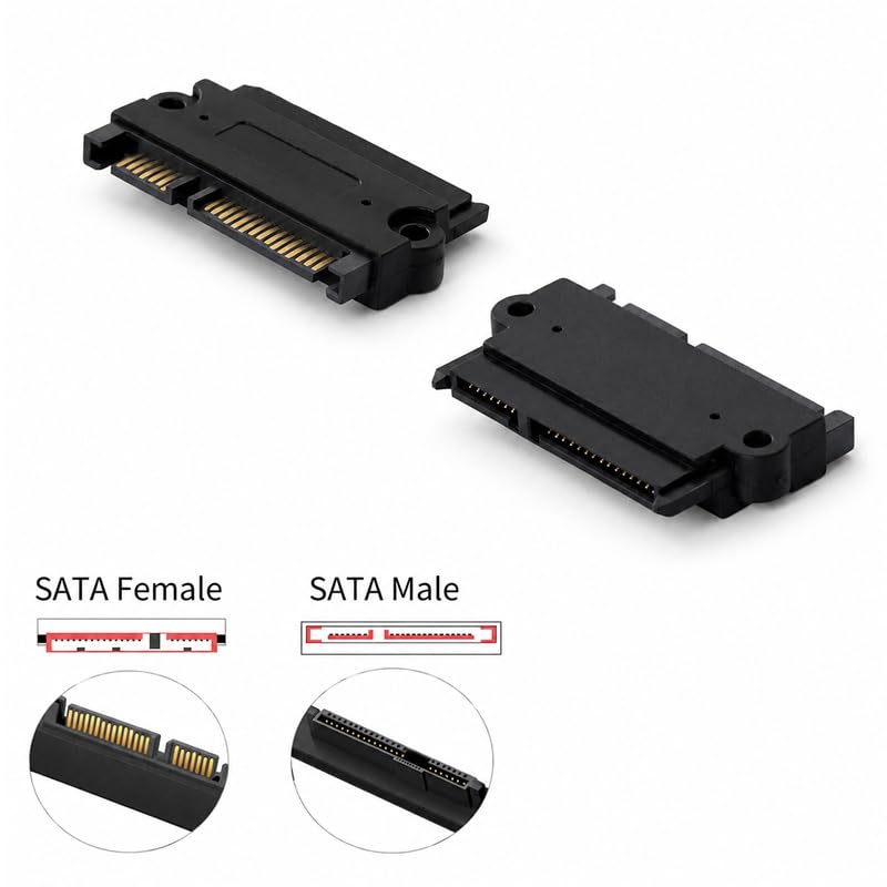 2 Pack SATA to SATA HDD Adapter, 22 Pin (7+15) Male to 22 pin Female Extender for 2.5” HDD, Sata Converter Adapter，Connector Slimline Adapter