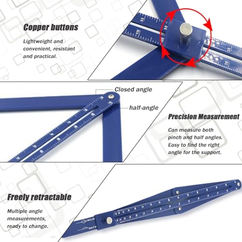 Corner Angle Finder Tool, Miter Saw Protractor with Scale, Miter Angle Finder, Digital Angle Scale (Blue) Blue
