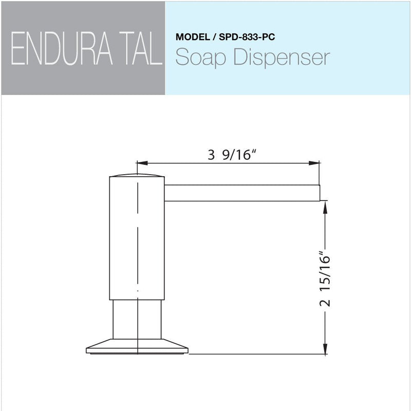 Houzer SPD-833-PC - Endura Tal Soap Dispenser, Polished Chrome Kitchen Sink Accessory for Dish Soap or Hand Soap, Stylish Dispenser for Home Improvement & Bathroom Use