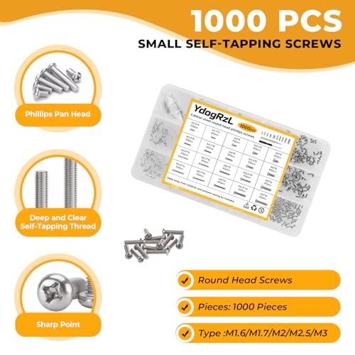 1000pcs Small Screws Kit for Electronics Tiny Screws M1-M3